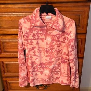 Columbia salmon color Geo-Patterned Fleece Quarter-Zip Pullover